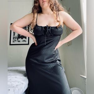 Midi Black Satin Dress